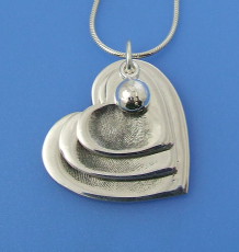 triple heart fingerprint pendant